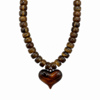 HEART RESIN NECKLACE - DARK BROWN