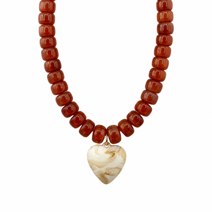 HEART RESIN NECKLACE - WHITE 