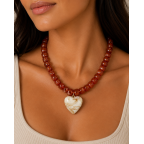 HEART RESIN NECKLACE - WHITE 