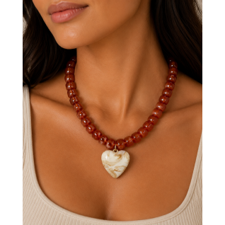 HEART RESIN NECKLACE - WHITE 