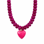 HEART RESIN NECKLACE - FUCHSIA 