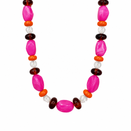GOLD DIPPED BEADED NECKLACE - PINK 