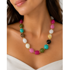 GOLD DIPPED BEADED NECKLACE - MULTI 
