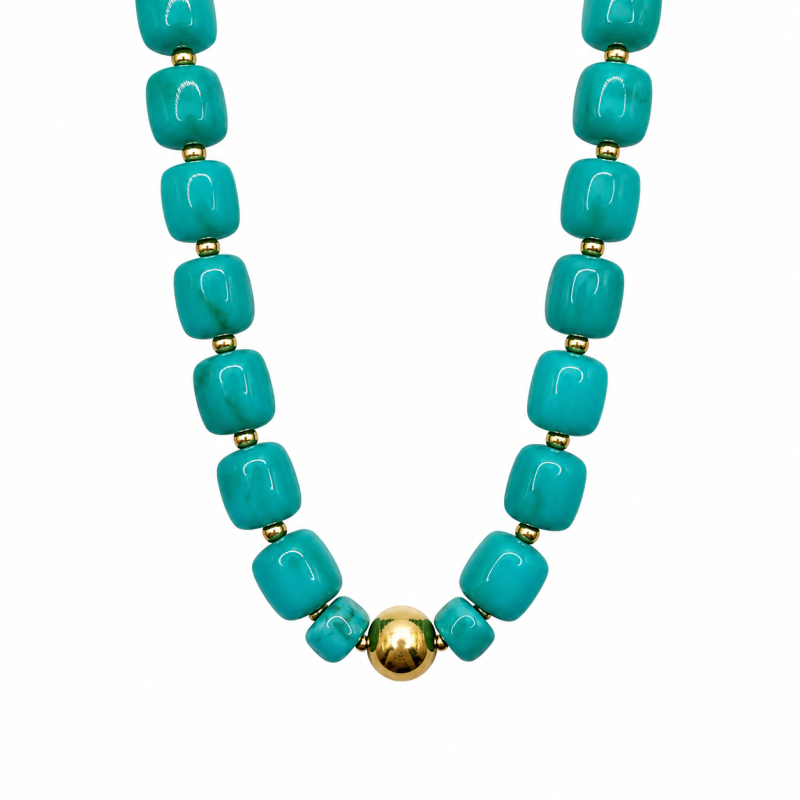 CHUNKY RESIN NECKLACE - TURQUOISE 