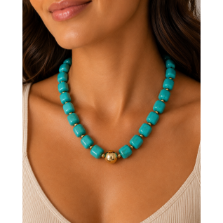 CHUNKY RESIN NECKLACE - TURQUOISE 