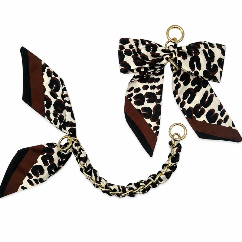 SILK BOW CHAIN CHARM - LEOPARD 