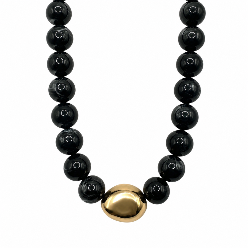 RESIN CHUNKY NECKLACE - BLACK 