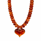 HEART RESIN NECKLACE - ORANGE 