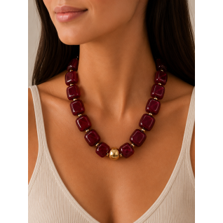 CHUNKY RESIN NECKLACE - RED 