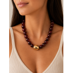 RESIN CHUNKY NECKLACE - BURGUNDY