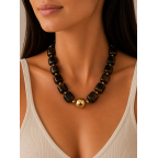 CHUNKY RESIN NECKLACE - DARK BROWN 