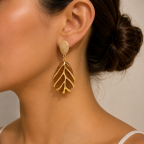ACRYLIC DROP EARRINGS - BROWN 