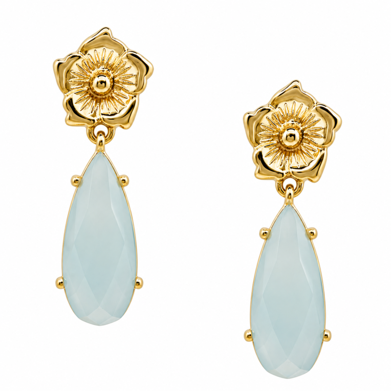 FLOWER EARRINGS - LIGHT BLUE 