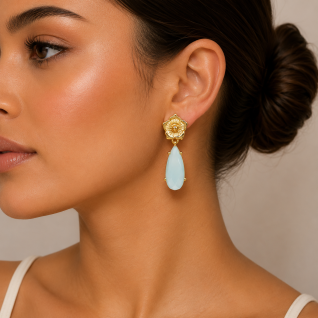 FLOWER EARRINGS - LIGHT BLUE 