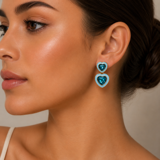 HEART EARRINGS - BLUE 