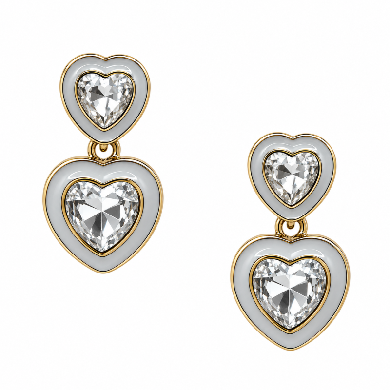 HEART EARRINGS - WHITE 