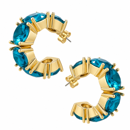 GOLD DIPPED GEMSTONE EARRINGS - TURQUOISE 