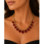 ROUND GEMSTONE NECKLACE - RED