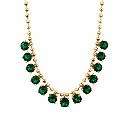 ROUND GEMSTONE NECKLACE - EMERALD