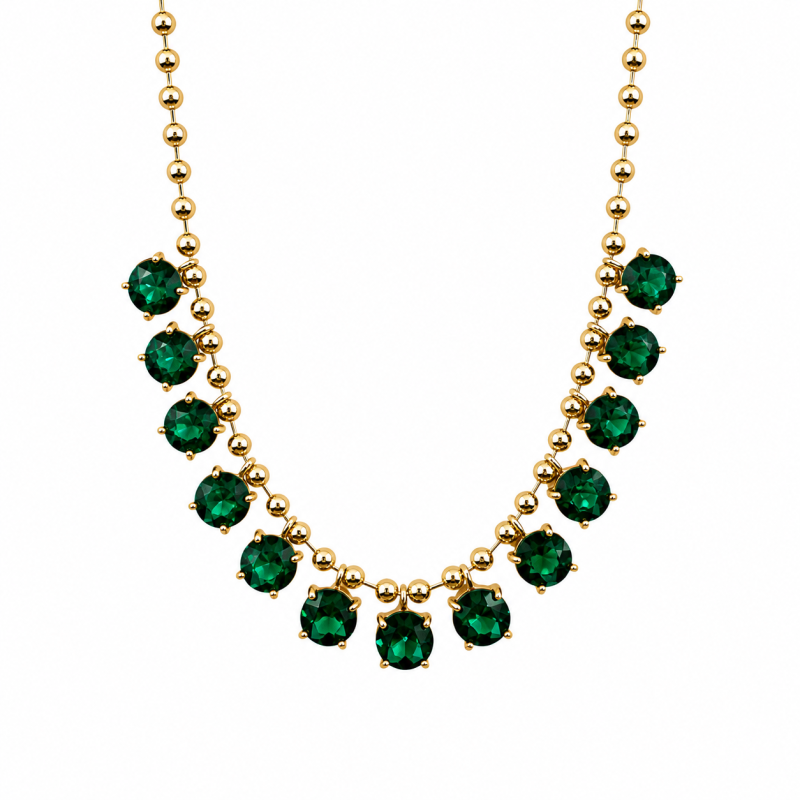 ROUND GEMSTONE NECKLACE - EMERALD