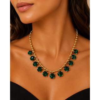 ROUND GEMSTONE NECKLACE - EMERALD