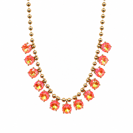 ROUND GEMSTONE NECKLACE - ROSE PEACH 