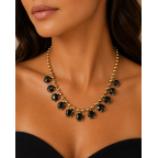 ROUND GEMSTONE NECKLACE - BLACK 
