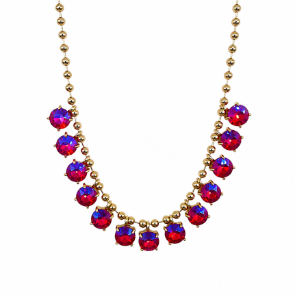 ROUND GEMSTONE NECKLACE - FUCHSIA AB 