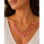 GEMSTONE NECKLACE - FUCHSIA 