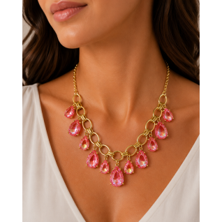 GEMSTONE NECKLACE - FUCHSIA 