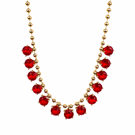 ROUND GEMSTONE NECKLACE - RED