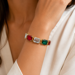 GEMSTONE STRETCHABLE BRACELET - MULTI 