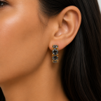 GOLD DIPPED GEMSTONE EARRINGS - GRAY 