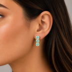 GOLD DIPPED GEMSTONE EARRINGS - MINT 
