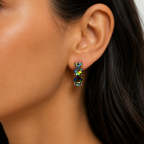GOLD DIPPED GEMSTONE EARRINGS - MULTI 