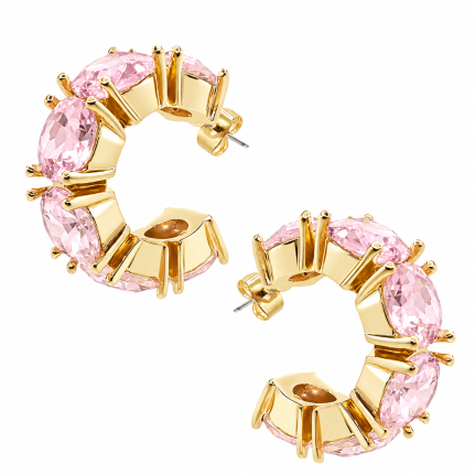 GOLD DIPPED GEMSTONE EARRINGS - PINK
