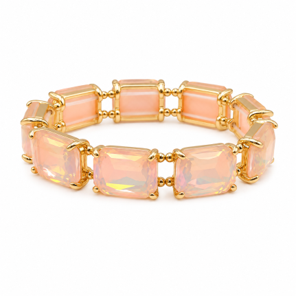 GEMSTONE STRETCHABLE BRACELET - LIGHT PINK 