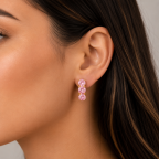 GOLD DIPPED GEMSTONE EARRINGS - PINK