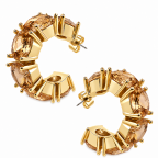 GOLD DIPPED GEMSTONE EARRINGS - LIGHT TOPAZ