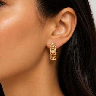 GOLD DIPPED GEMSTONE EARRINGS - LIGHT TOPAZ