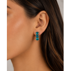 GOLD DIPPED GEMSTONE EARRINGS - TURQUOISE 