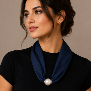 MAGNECTIC SCARF NECKLACE - NAVY