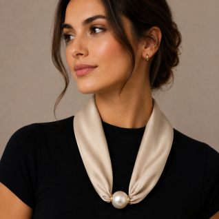 MAGNECTIC SCARF NECKLACE - BEIGE 