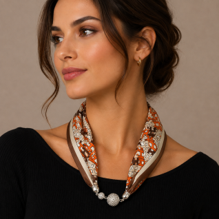 MAGNECTIC SCARF NECKLACE - ORANGE 