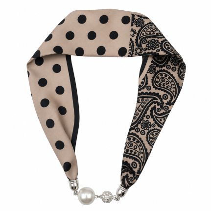MAGNECTIC SCARF NECKLACE - IVORY & BLACK 