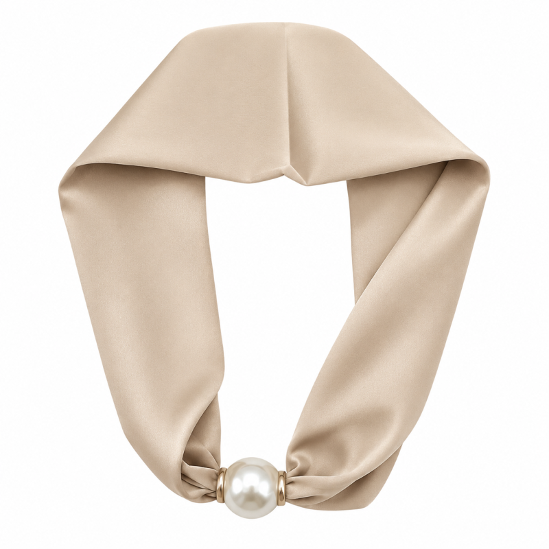 MAGNECTIC SCARF NECKLACE - BEIGE 