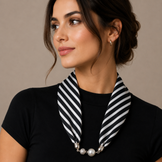 MAGNECTIC SCARF NECKLACE - BLACK 