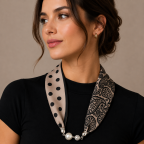 MAGNECTIC SCARF NECKLACE - IVORY & BLACK 