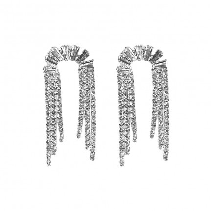 CRYSTAL RHINESTONE EARRINGS - SILVER