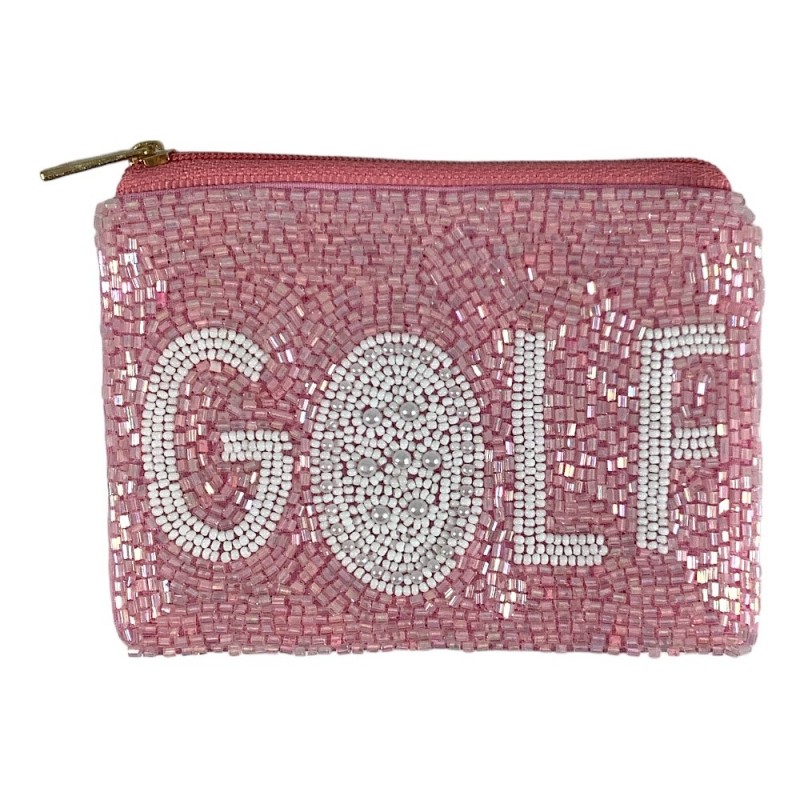 GOLF SEED BEAD COIN BAG - PINK 